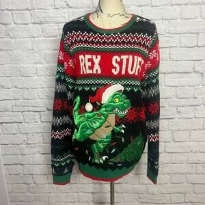 Holiday Time Dinosaur Ugly Christmas Sweater Women Size Medium